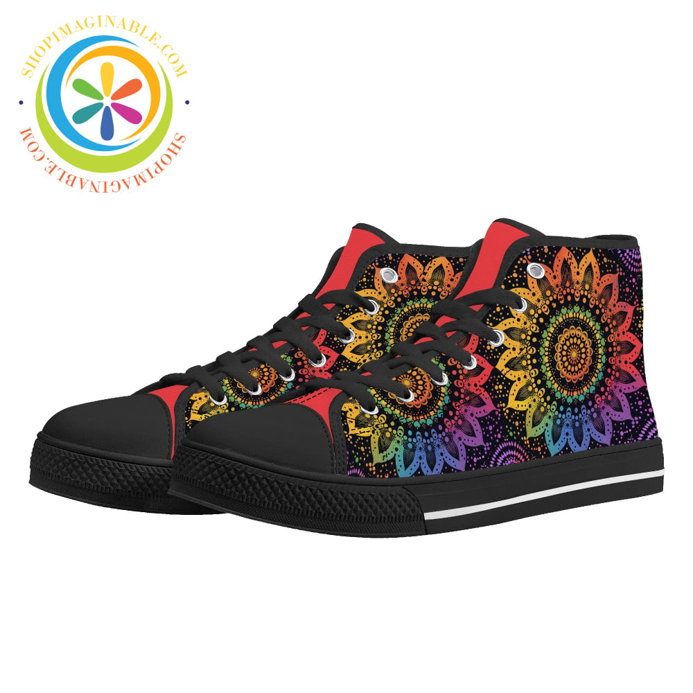 Rainbow Mandala Ladies High Top Canvas Shoes