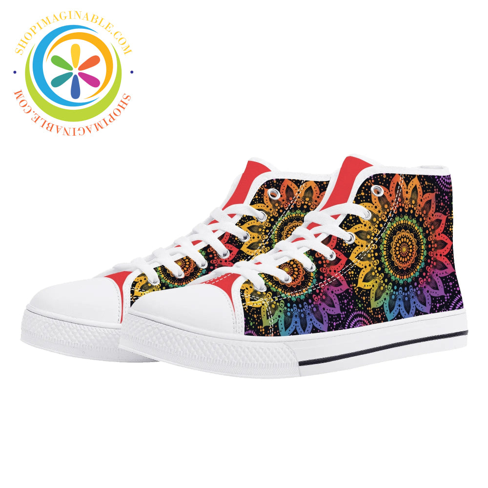 PLATONIC MANDALA V2 authentic Shoes, High Top Sneakers, Mandala Sneakers, Colorful Sneakers, Custom Shoes, Madala Shoes, Streetwear Shoes