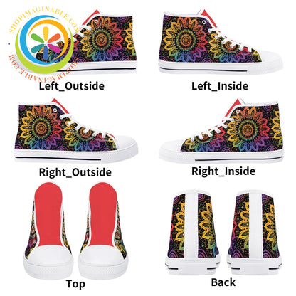 Rainbow Mandala Ladies High Top Canvas Shoes