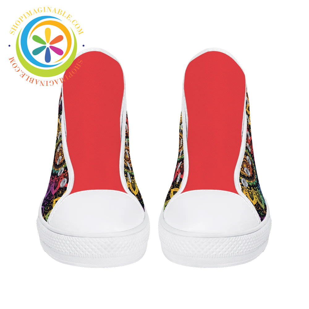 Rainbow Mandala Ladies High Top Canvas Shoes