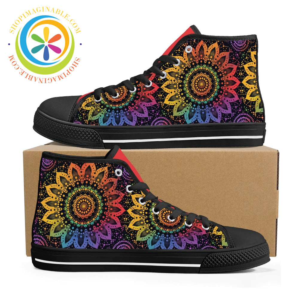 GHOST good MANDALA Shoes, High Top Sneakers, Mandala Black Sneakers, Colorful Sneakers, Custom Shoes, Madala Shoes, Streetwear Shoes