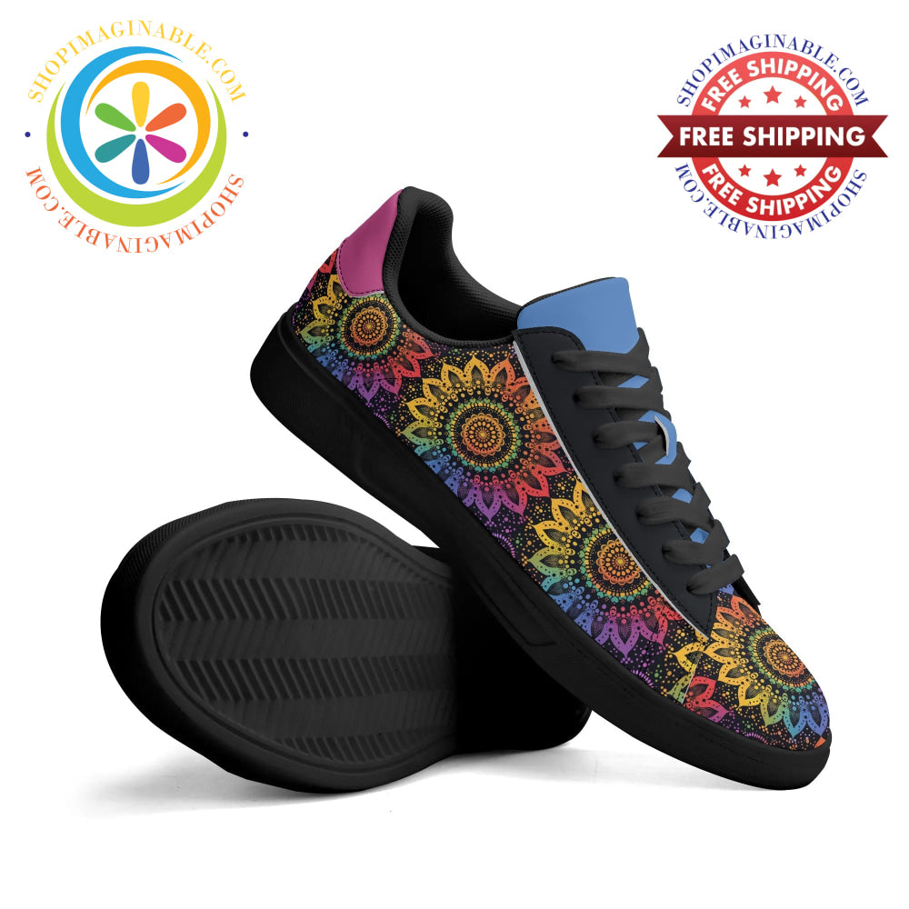 Rainbow Mandala Unisex Skateboard Shoes Black / Us5.5 (Eu36)