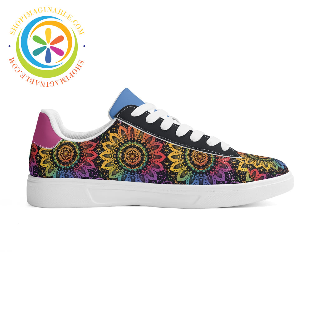 Rainbow Mandala Unisex Skateboard Shoes White / Us5.5 (Eu36)