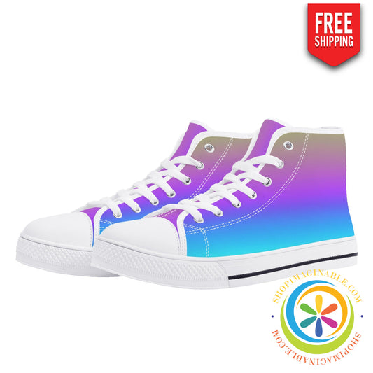 Rainbow Pride Ladies High Top Canvas Shoes-ShopImaginable.com