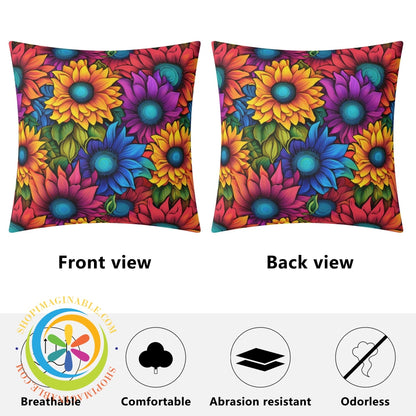 Rainbow Sunflowers Pillow Cover