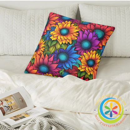 Rainbow Sunflowers Pillow Cover