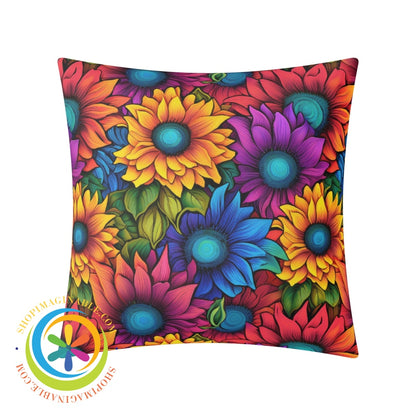 Rainbow Sunflowers Pillow Cover