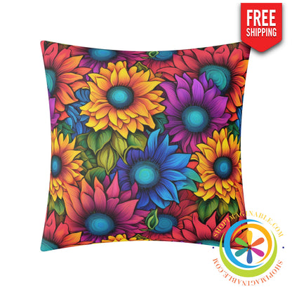 Rainbow Sunflowers Pillow Cover