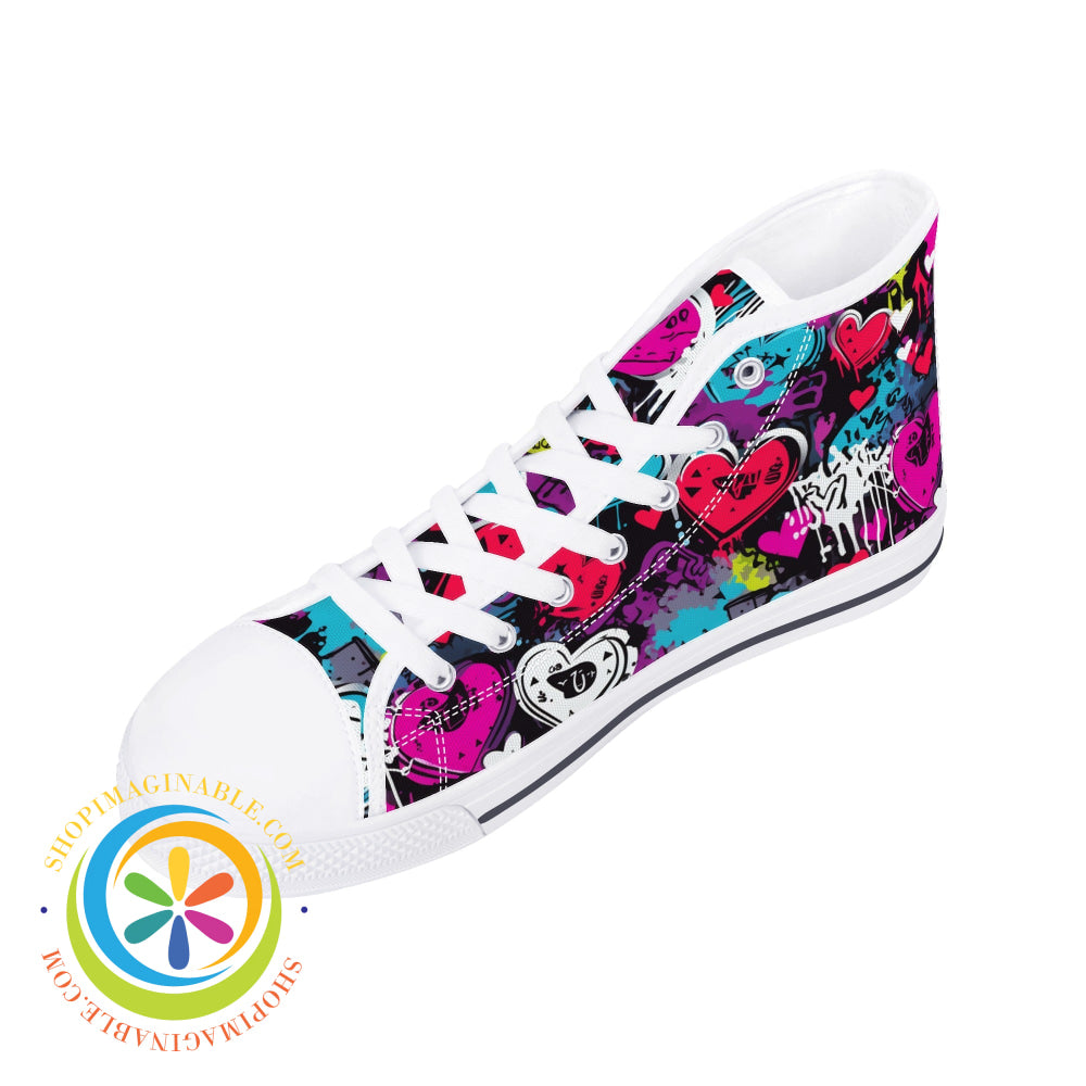 Rebel Hearts Ladies High Top Canvas Shoes