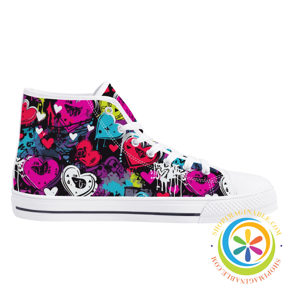 Rebel Hearts Ladies High Top Canvas Shoes