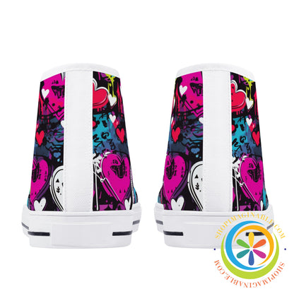 Rebel Hearts Ladies High Top Canvas Shoes