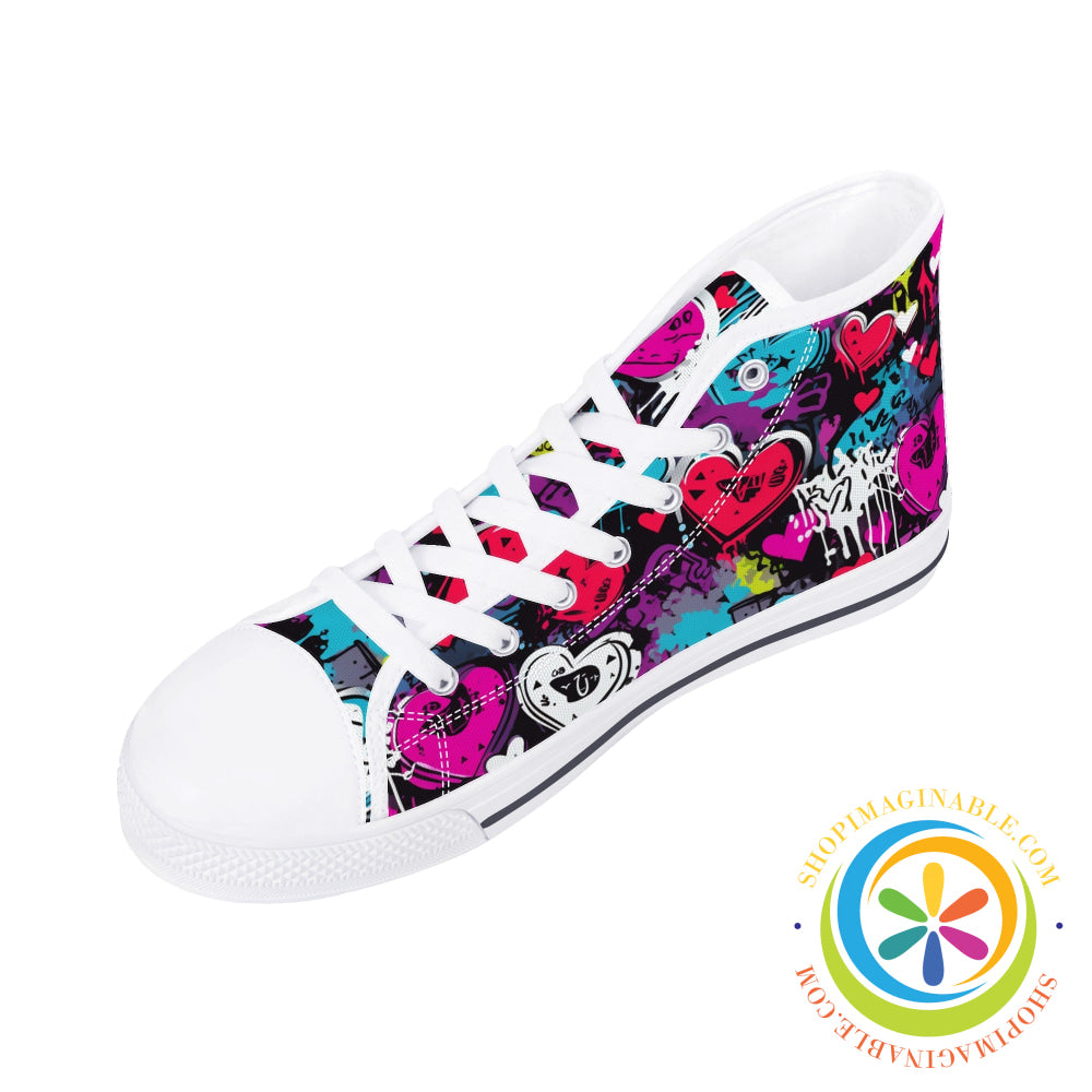 Rebel Hearts Ladies High Top Canvas Shoes