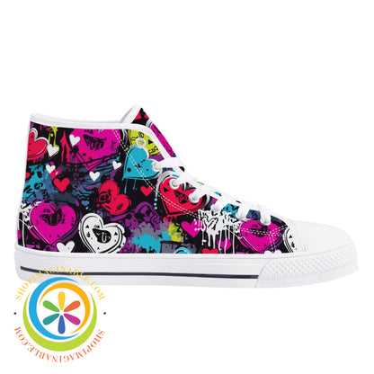 Rebel Hearts Ladies High Top Canvas Shoes