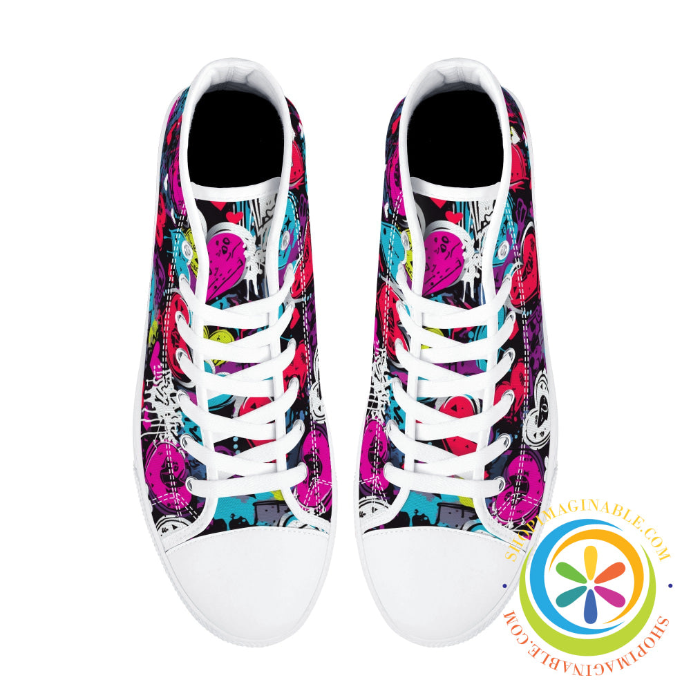 Rebel Hearts Ladies High Top Canvas Shoes