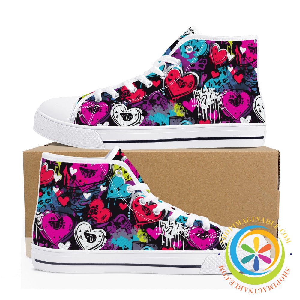 Rebel Hearts Ladies High Top Canvas Shoes