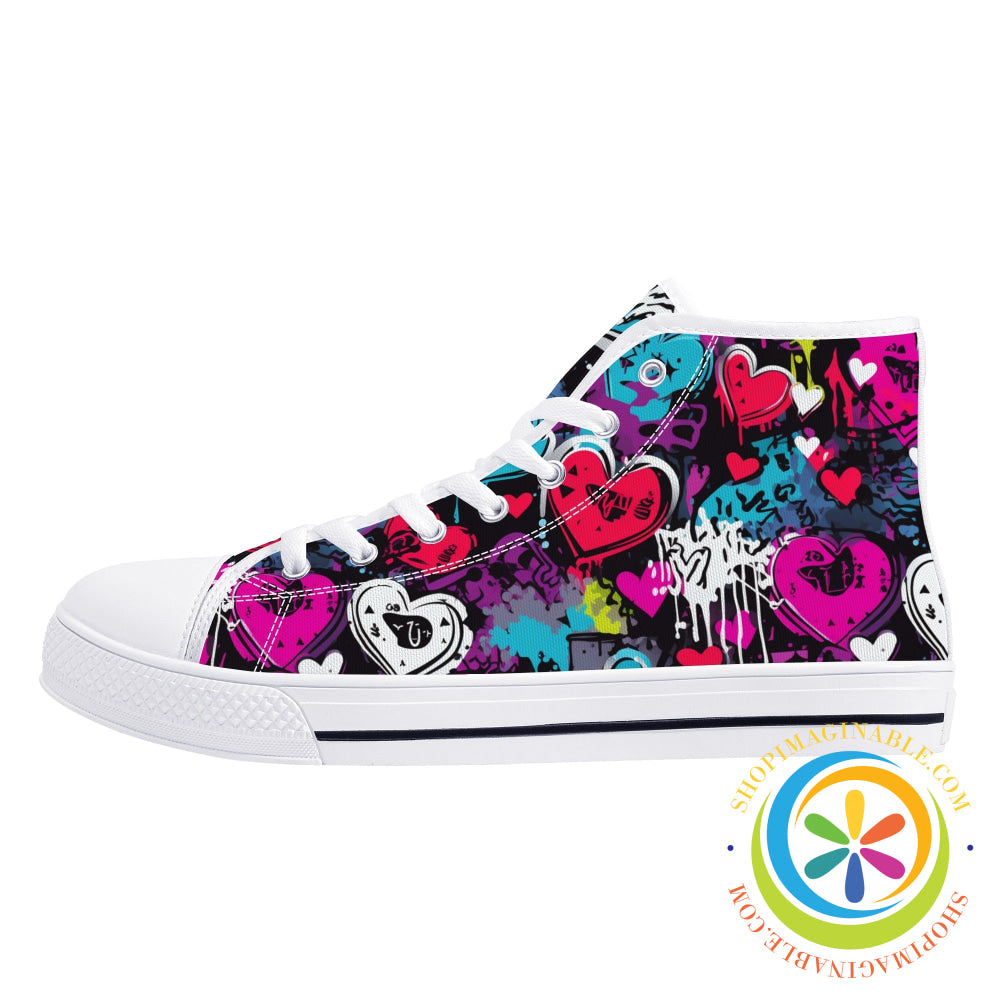 Rebel Hearts Ladies High Top Canvas Shoes