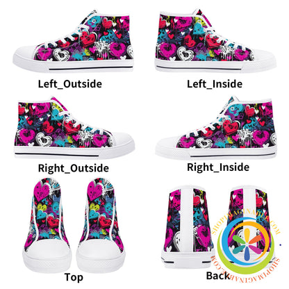 Rebel Hearts Ladies High Top Canvas Shoes