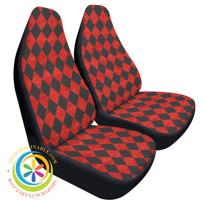Red Black Alice Harlequin Car Seat Covers