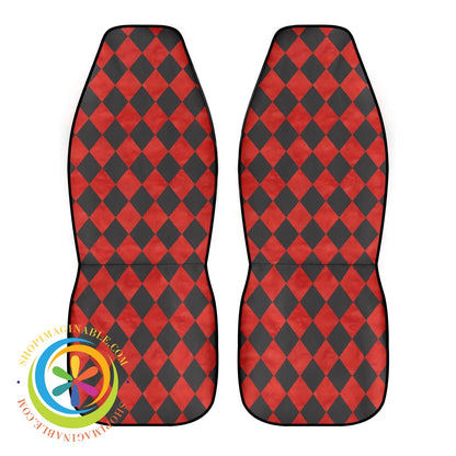 Red Black Alice Harlequin Car Seat Covers