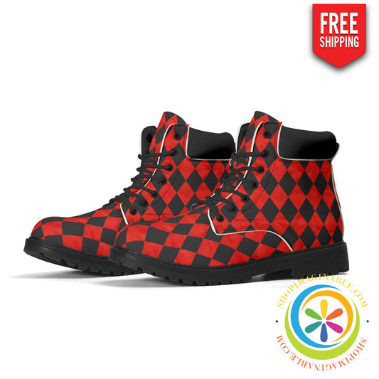 Red Black Diamond Alice In Wonderland Womens All Season Boots Us5 (Eu35) Boots