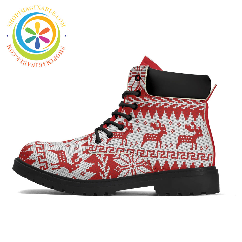 Red Christmas Sweater Ladies Boots