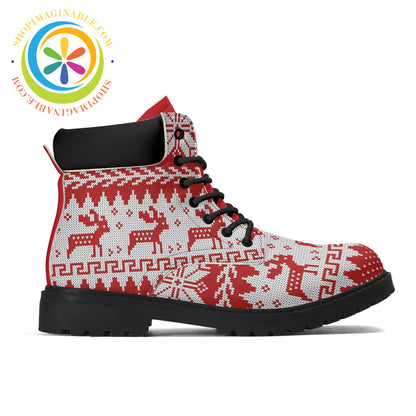 Red Christmas Sweater Ladies Boots