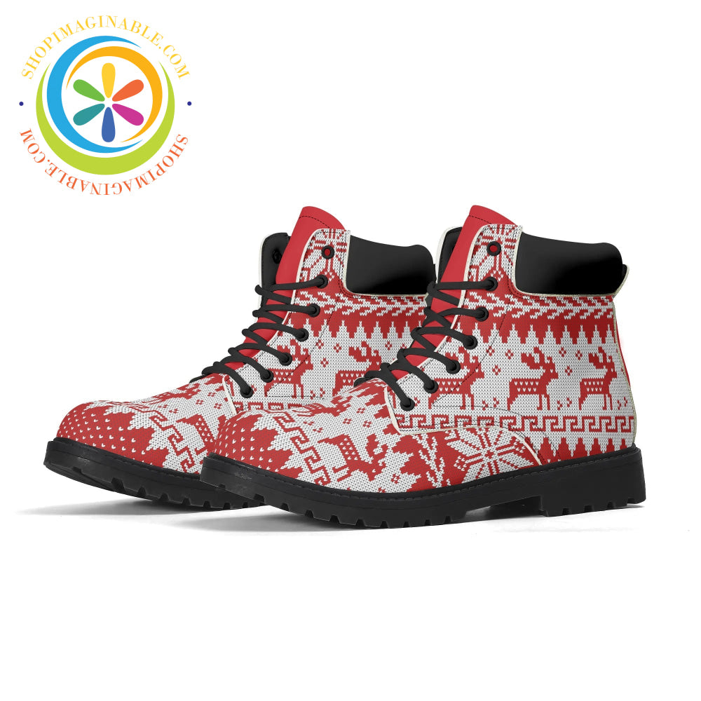 Red Christmas Sweater Ladies Boots