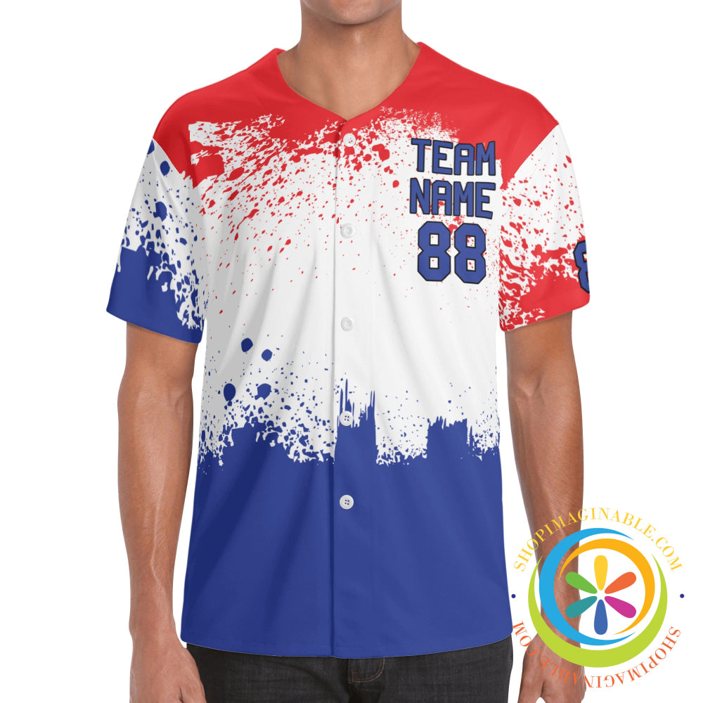 Red White & Blue Unisex Baseball Jersey