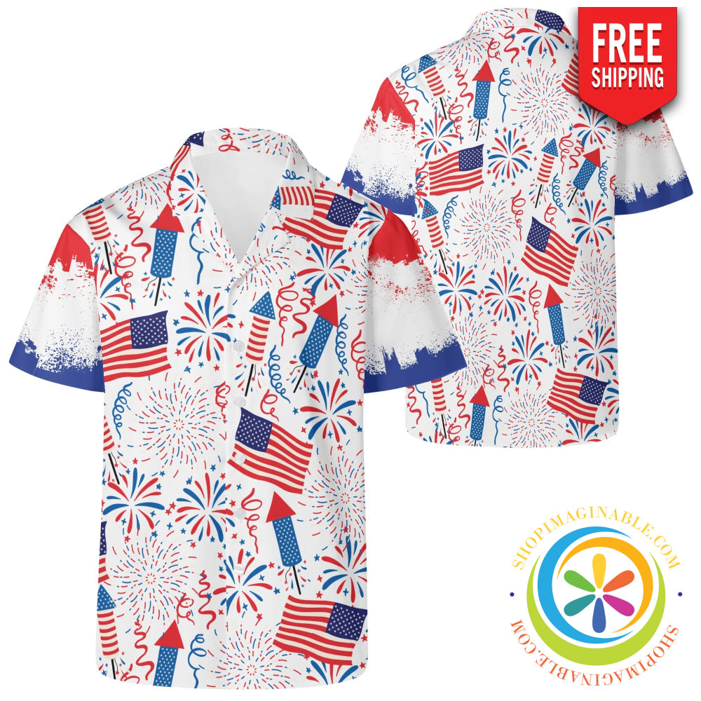 Red White & Usa! Hawaiian Casual Shirt 2Xs