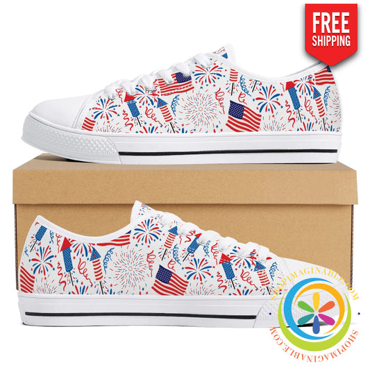 Red White & Usa! Ladies Low Top Canvas Shoes