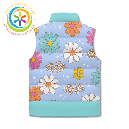 Retro 80S Daisy Unisex Zip Up Puffer Vest