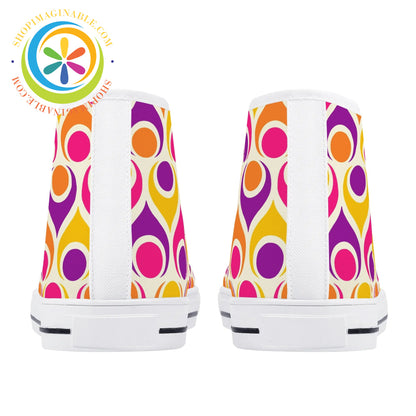 Retro Atomic Teardrops Ladies High Top Canvas Shoes