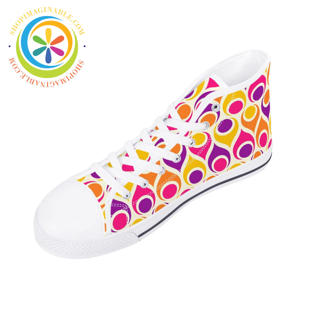 Retro Atomic Teardrops Ladies High Top Canvas Shoes