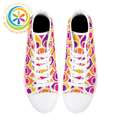 Retro Atomic Teardrops Ladies High Top Canvas Shoes