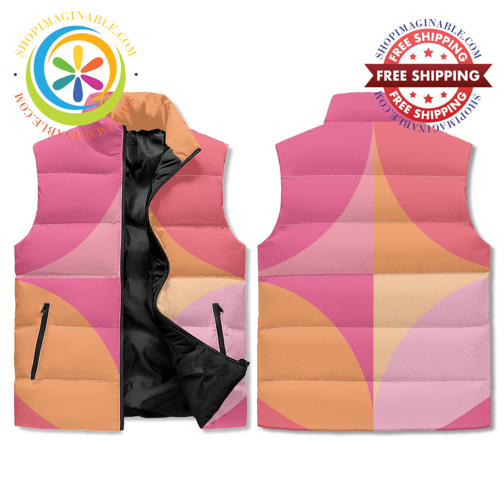 Retro Color Block Unisex Puffer Vest M