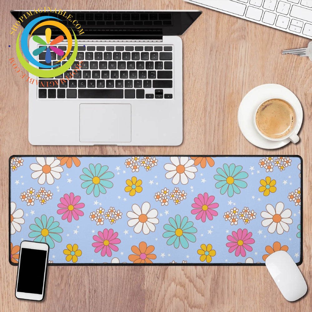 Retro Daisy Vibes Large Gaming Mouse Pad