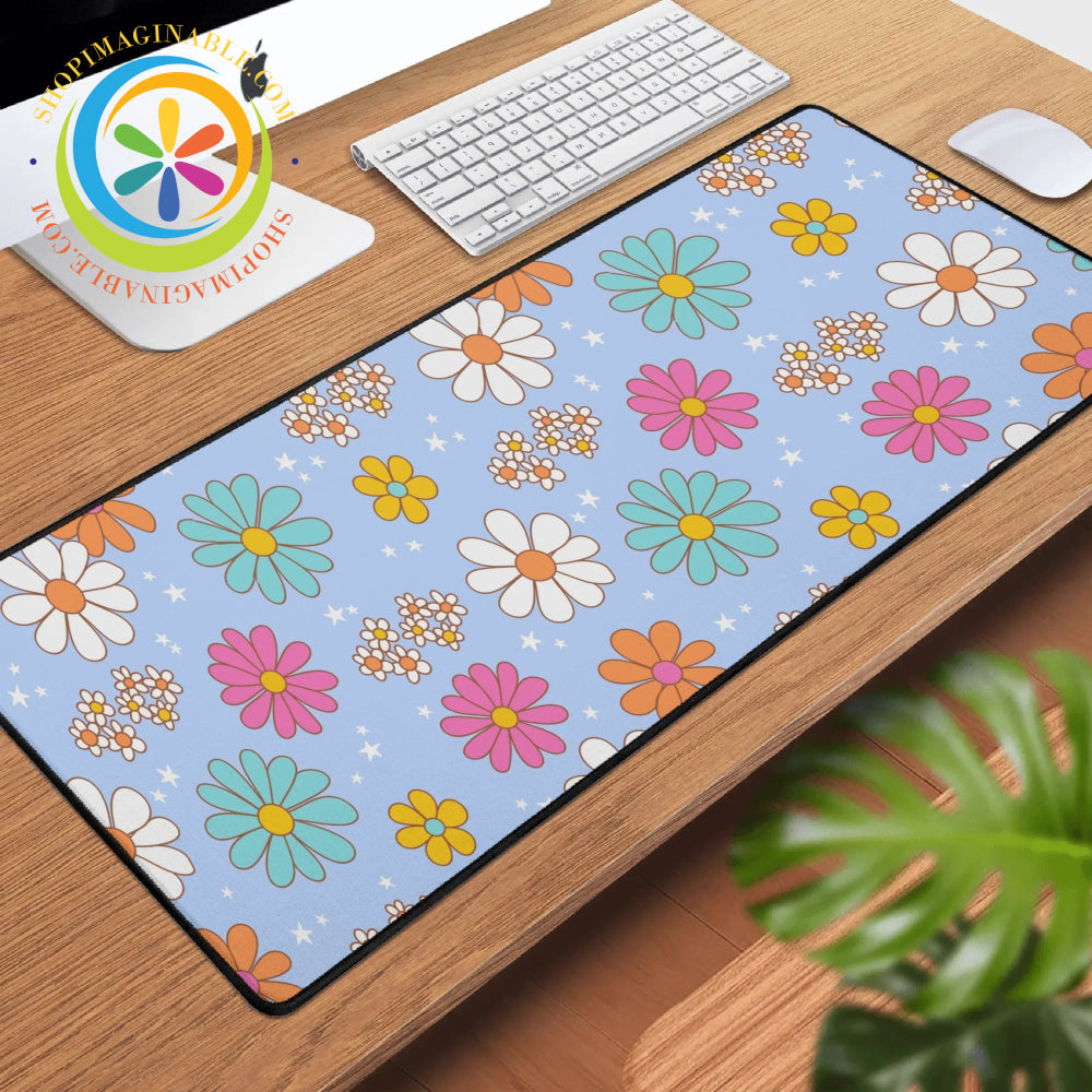 Retro Daisy Vibes Large Gaming Mouse Pad