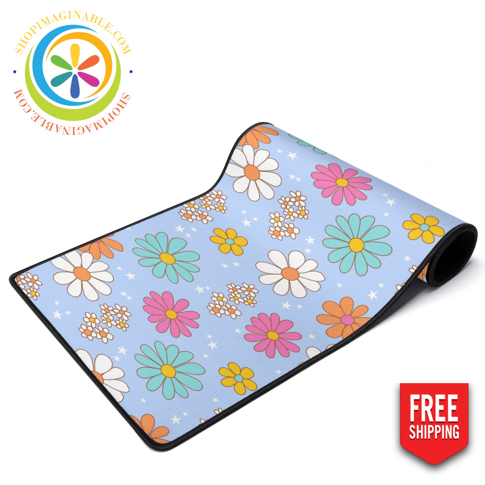 Retro Daisy Vibes Large Gaming Mouse Pad