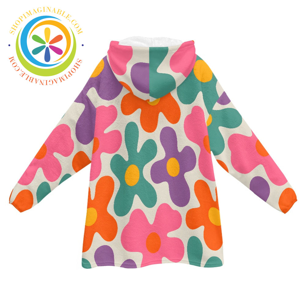 Retro Flower Power - Blanket Hoodie white / ONESIZE