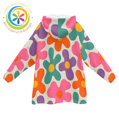 Retro Flower Power - Blanket Hoodie white / ONESIZE