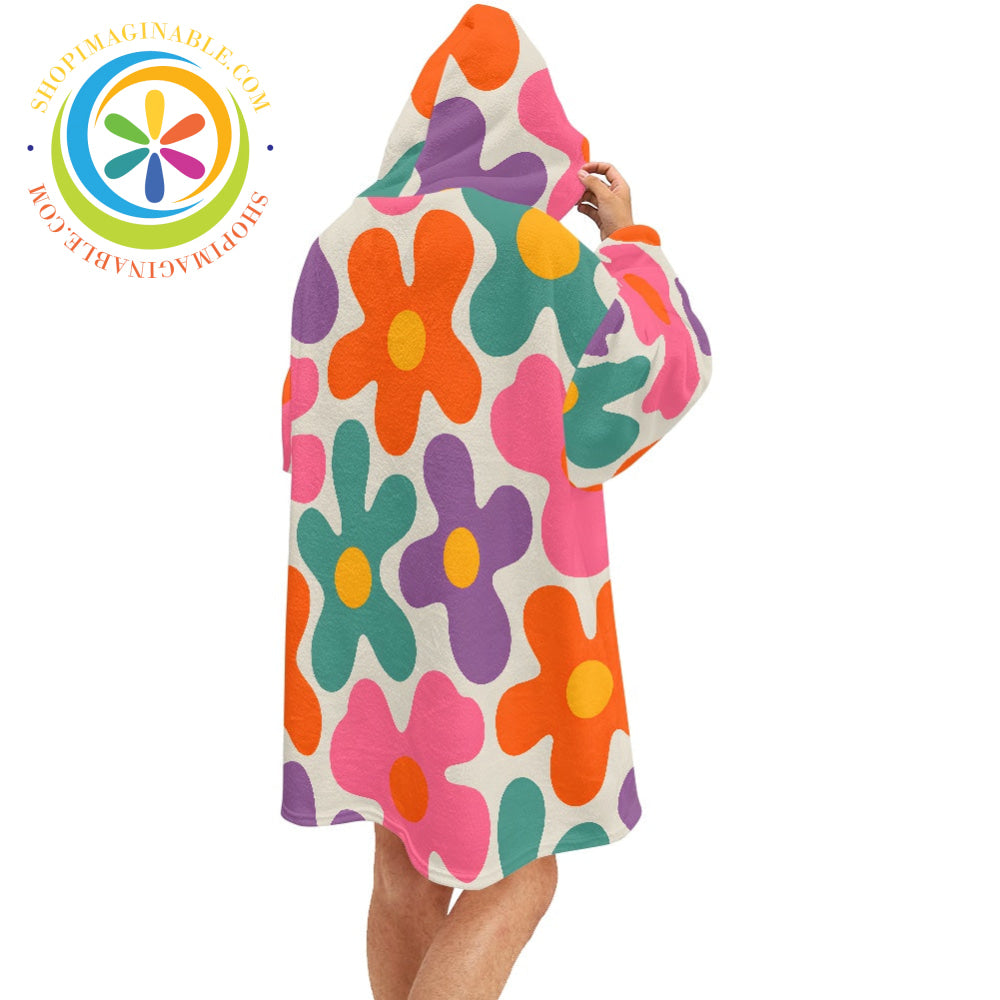 Retro Flower Power - Blanket Hoodie white / ONESIZE