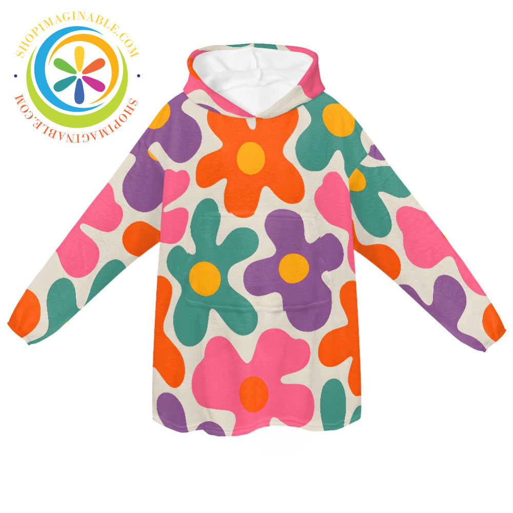 Retro Flower Power - Blanket Hoodie white / ONESIZE