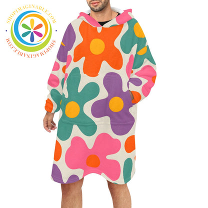 Retro Flower Power - Blanket Hoodie white / ONESIZE