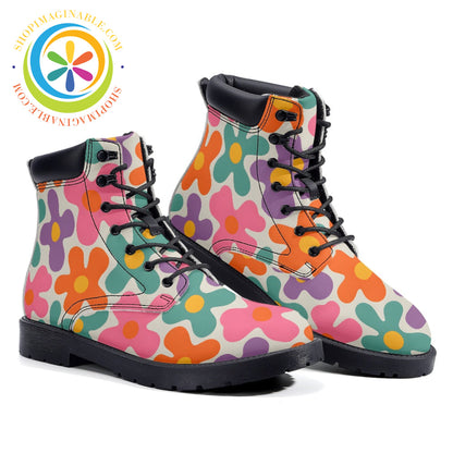 Retro Flower Power - Leather Martin Boots