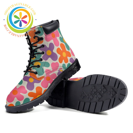 Retro Flower Power - Leather Martin Boots