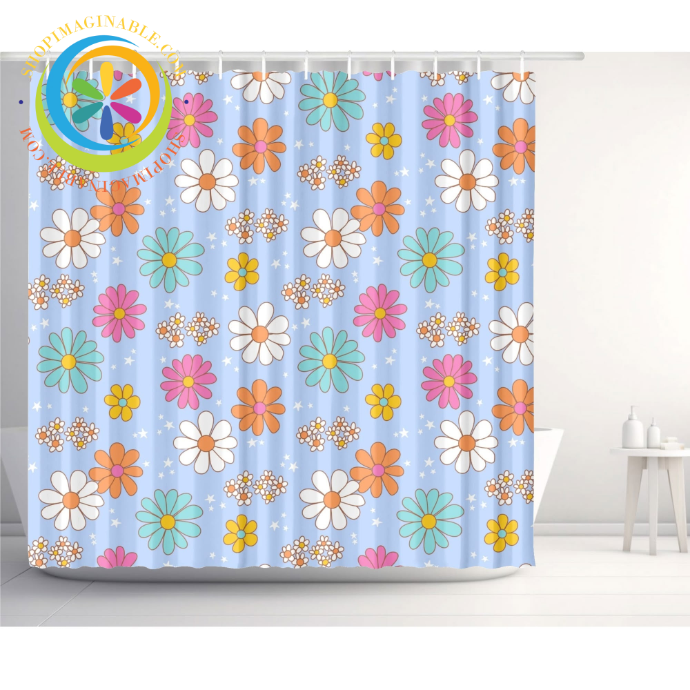 Retro Flowers Shower Curtain