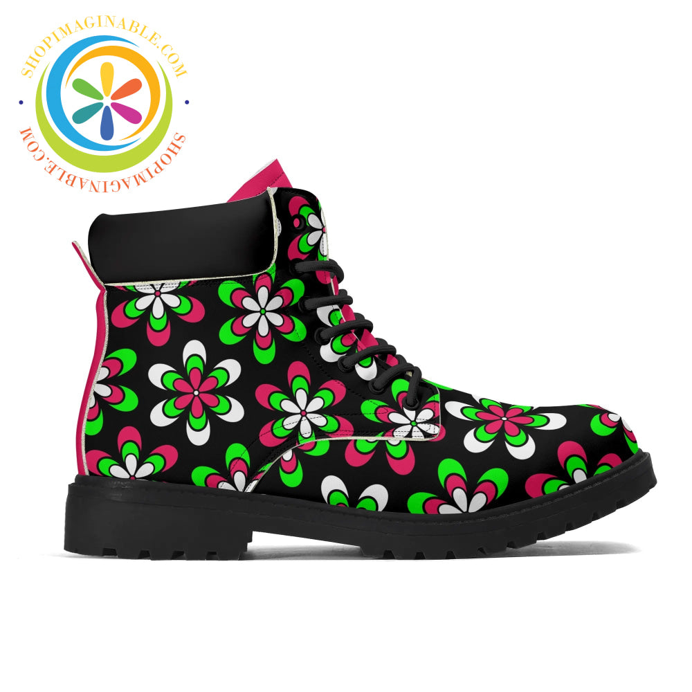 Retro Funky Floral Ladies Boots