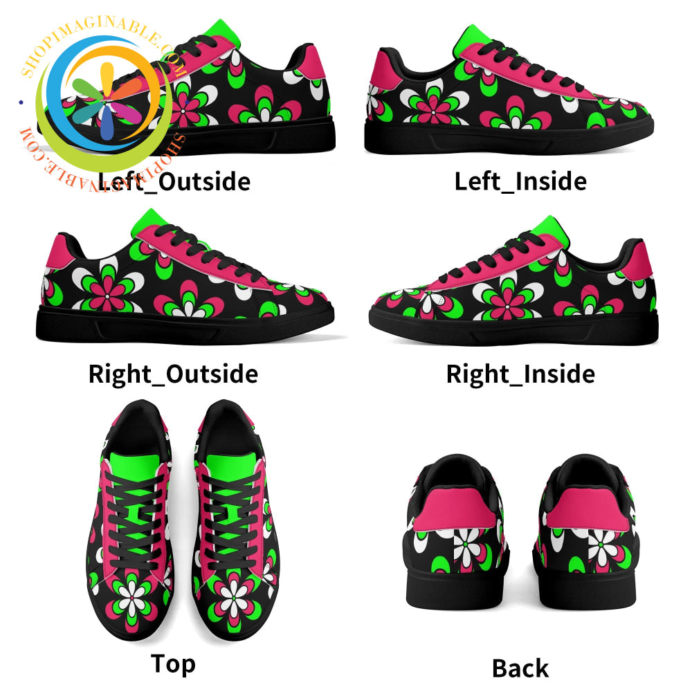 Retro Funky Floral Unisex Skateboard Shoes