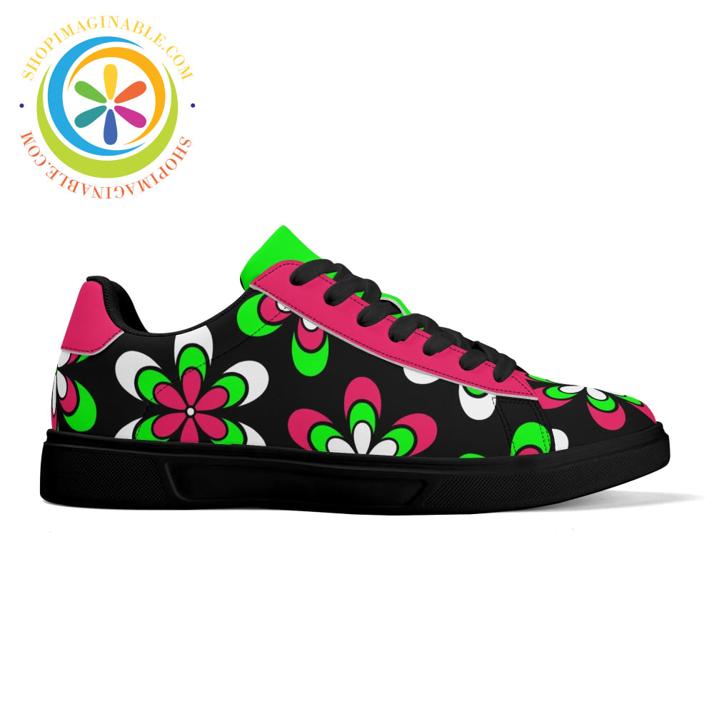 Retro Funky Floral Unisex Skateboard Shoes Black / Us5.5 (Eu36)