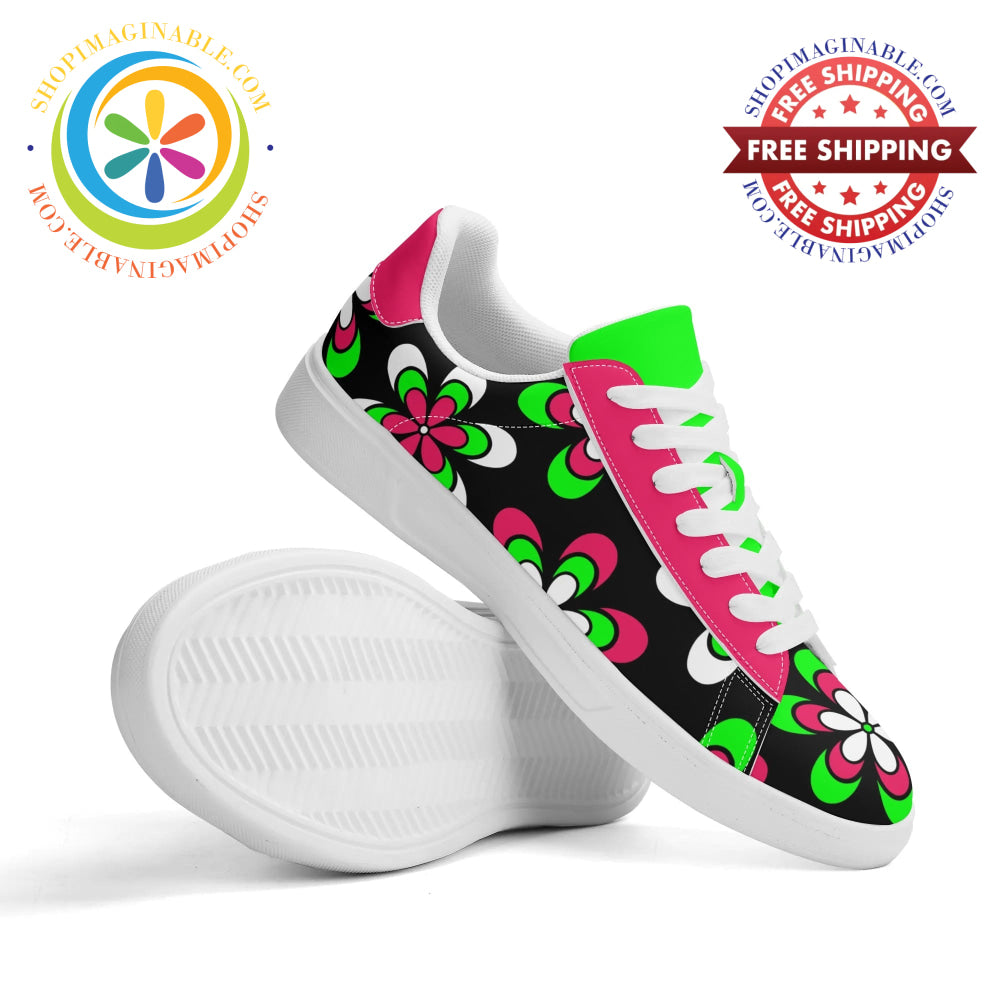 Retro Funky Floral Unisex Skateboard Shoes White / Us5.5 (Eu36)